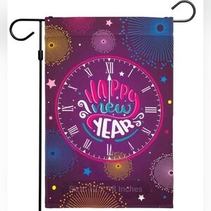 New Years Clock Garden Flag